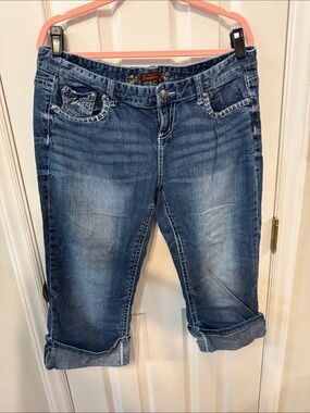 Maurices Medium Blue Cropped Roll-Hem Jeans